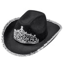 Black Party Cowgirl Hat With Tiara