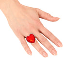 Red Gemstone Heart Rings In Display Box