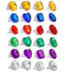 Colored Jewel Rings In Display Box - 4 Styles & 6 Colors Ass. 