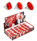 Red Jewel Rings In Display Box - 3 Styles Ass. 