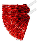 Set Of 2 Metallic Red Pom Poms