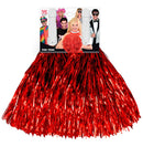 Set Of 2 Metallic Red Pom Poms