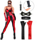 Evil Harlequin  Jumpsuit, Choker, Eyemask, Fingerless Gloves, Knife 