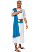Roman Senator Costume Adult White Blue Robe Belt Headpiece 4