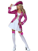 Pirate Treasure Costume Adult Pink Dress with Mock Jacket and Hat 1