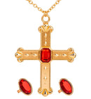 Cardinal Set  Necklace With Cross, 2 Rings 