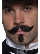 Authentic Western Gambler Moustache Small Beard Brown Adult Costume Accessory 1