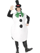 Snowman Costume Adult White Tabard Green Scarf Black Hat and Carrot Nose 4