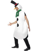Snowman Costume Adult White Tabard Green Scarf Black Hat and Carrot Nose 2