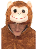 Monkey Costume Adult Brown Jumpsuit with Hood Monkey Face and Ears 3