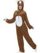 Bear Costume Brown Adult Jumpsuit with Hood Face and Ears 3