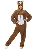 Bear Costume Brown Adult Jumpsuit with Hood Face and Ears 5