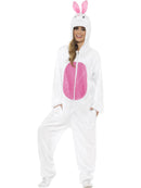 Bunny Costume Adult White Jumpsuit with Pink Ears 3