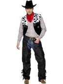 Cowboy Costume Black Chaps Waistcoat Belt Red Neckerchief Adult 1