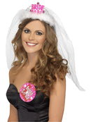 Bride To Be Tiara White Veil with Pink Bride To Be Lettering 1