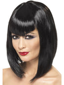 Vamp Wig Short Black with Fringe Glam Halloween Costume Hair 1