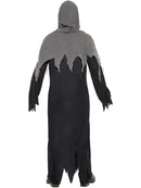 Grim Reaper Costume Adult Black Robe Grey Hood and Chain 3