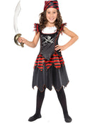 Pirate Skull and Crossbones Costume Kids Red Black Dress and Bandana 1