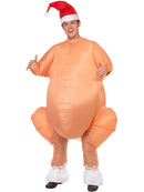 Inflatable Roast Turkey Costume Adult Bodysuit with Self Inflating Fan and Xmas Hat 4