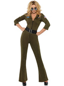 Top Gun Aviator Adult Green Jumpsuit Black Belt 1