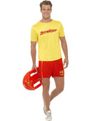 Baywatch Mens Beach Costume Adult Yellow Top and Red Shorts 1