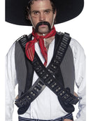 Bandolier Bullet Belt Authentic Western Leather Black 2 Off Adult Costume Accessory 1