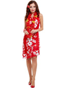 Hawaiian Beauty Costume Adult Red White Dress Hairpiece and Bracelet 1
