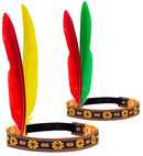 Native Indian Headband With 2 Feathers 2 Colors Ass.