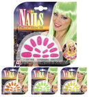 Set Of 12 Neon Nails With 24 Adhesive Tabs - 4 Colors Ass.