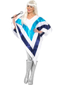 70s Super Trooper ABBA Poncho Adult White Blue 2