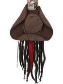 Pirate Hat with Hair Dreadlocks Jack Sparrow Costume Accessory 3