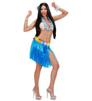 Hawaiian Miniskirt With Flower Belt - Blue Color - 45 Cm