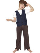 Victorian Poor Peasant Boy Kit Kids Blue Waistcoat Brown Trousers and Hat 1