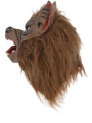 Wolf Mask Adult Brown Fur Overhead Latex Horror Costume Accessory 4