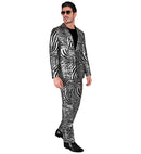 Silver Animalier Party Fashion Suit  Jacket, Pants 