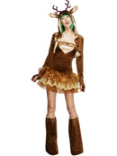 Fever Reindeer Costume Adult Brown Tutu Dress Detachable Clear Straps Hooded Jacket and Bootcovers 4