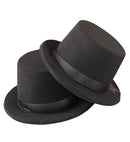 Flocked Top Hat & Bowler Hat With Decorative Ribbon