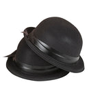 Flocked Top Hat & Bowler Hat With Decorative Ribbon