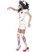Zombie Nurse Costume Ladies White Dress with Latex Wound Detail 2