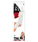 White Plissé Satin Elastane Gloves 44 Cm