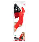 Red Plissé Satin Elastane Gloves 44 Cm