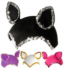 Cat Cap With Sequin Trim Felt - 4 Colors Ass.