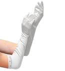 White Long Satin Gloves With Strass Trim Child Size