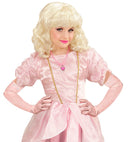 Pink Long Satin Gloves With Strass Trim Child Size