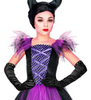 Black Long Satin Gloves With Strass Trim Child Size