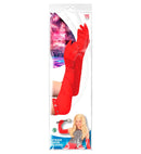 Red Long Satin Gloves With Strass Trim Child Size