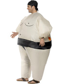 Sumo Wrestler Costume White Inflatable Bodysuit and Black Headpiece 2
