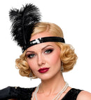 Black Sequin Headband With 2 Feathers 25 Cm