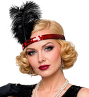 Red Sequin Headband With 2 Feathers 25 Cm
