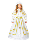 Snow Princess  Dress With Wire Hoop, Belt, Hooded Capelet 